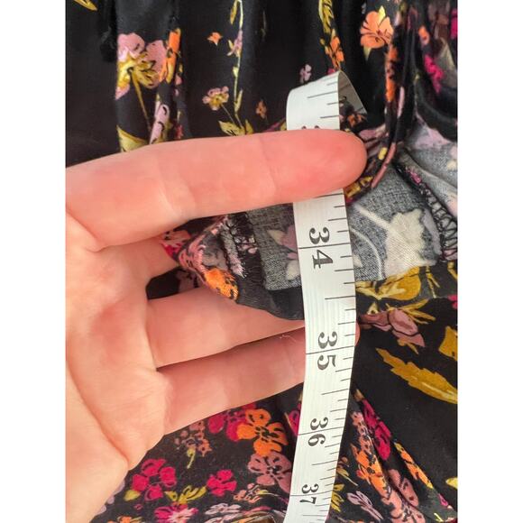 NEW Free People Women's XS Ponderosa Mini Dress Black Yellow Floral Open Back - Picture 11 of 15